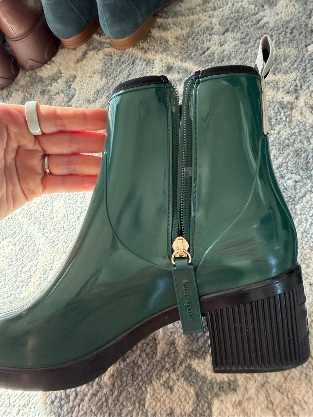 kate spade Green Glossy Rain Boots - Picture 2 of 7